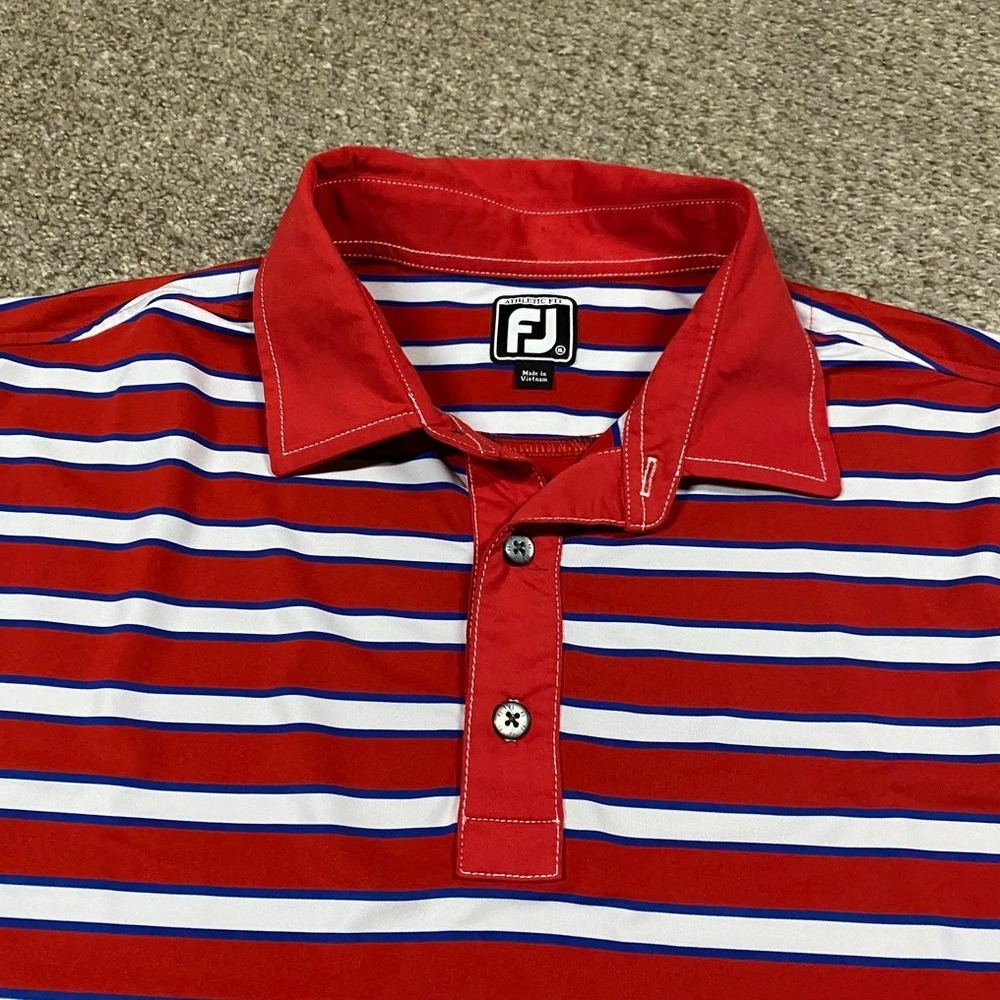 FootJoy Polo Shirt Mens XL Golf Athletic Fit Stretch Preppy Work Stripes Summer